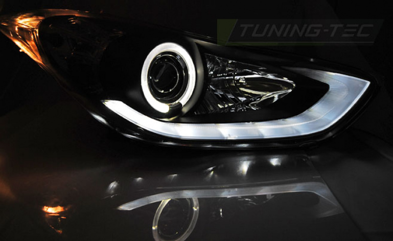 LED Tagfahrlicht Design Scheinwerfer für Hyundai Elantra 10-15 schwarz